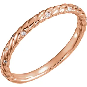 14k Rose Gold .04 CTW Diamond Rope Band, Size 7