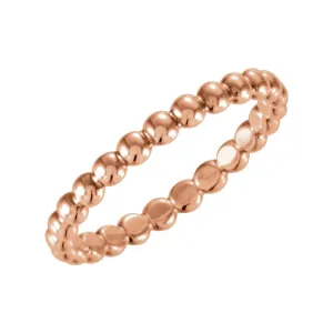 14k Rose Gold 2.5mm Beaded Stackable Ring Size 6