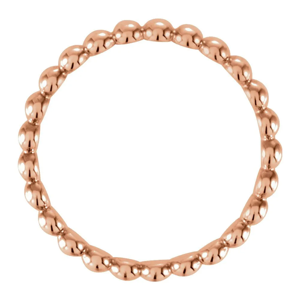 14k Rose Gold 2.5mm Beaded Stackable Ring Size 6