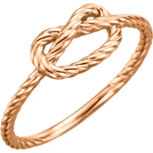 14k Rose Gold Rope Knot Ring, Size 7