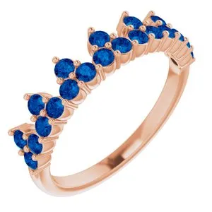 14K Rose Lab-Grown Blue Sapphire Crown Ring