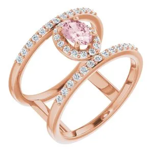 14K Rose Morganite & 1/3 CTW Diamond Ring