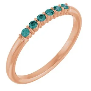 14K Rose Natural Alexandrite Stackable Ring