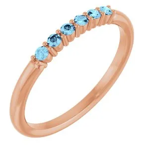 14K Rose Natural Aquamarine Stackable Ring