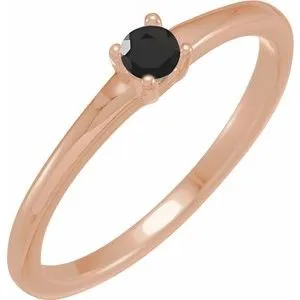 14K Rose Natural Black Onyx Ring