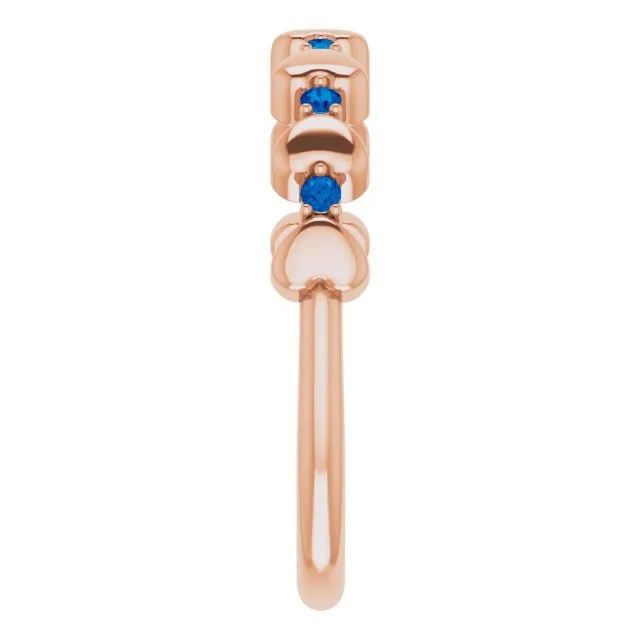 14K Rose Natural Blue Sapphire Heart Stackable Ring