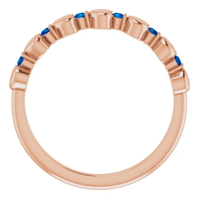 14K Rose Natural Blue Sapphire Heart Stackable Ring