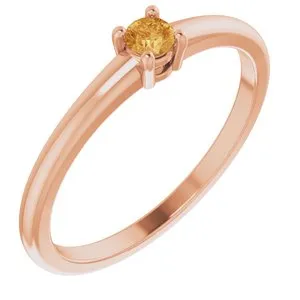 14K Rose Natural Citrine Ring