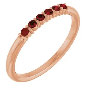 14K Rose Natural Mozambique Garnet Stackable Ring