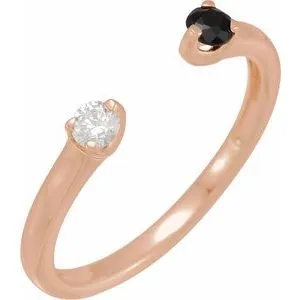 14K Rose Natural Onyx & 1/10 CT Natural Diamond Negative Space Ring