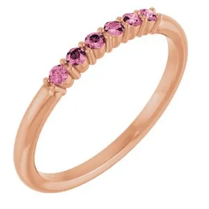 14K Rose Natural Pink Tourmaline Stackable Ring