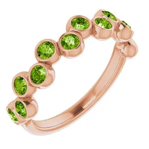 14K Rose Peridot Bezel-Set Ring