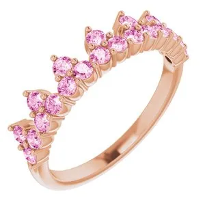14K Rose Pink Sapphire Crown Ring