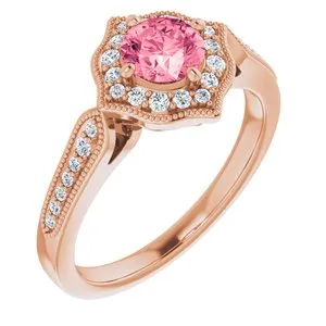 14K Rose Pink Topaz & 1/5 CTW Diamond Ring