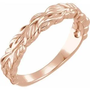 14K Rose Stackable Leaf Ring