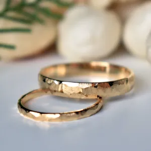 14k Solid Gold Matching Couples Rings in Brushed Finish