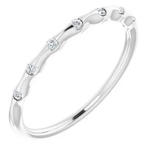 14K White .06 CTW Natural Diamond Stackable Ring