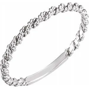 14K White 2 mm Twisted Rope Band