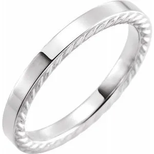 14K White 3 mm Rope Pattern Band Size 7