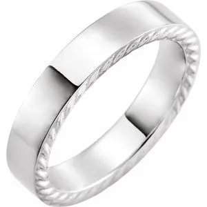 14K White 5 mm Rope Pattern Band Size 11
