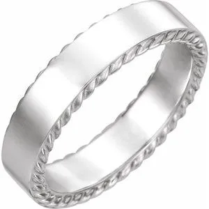 14K White 6 mm Rope Pattern Band Size 11.5