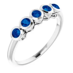 14K White Chatham® Created Blue Sapphire Ring