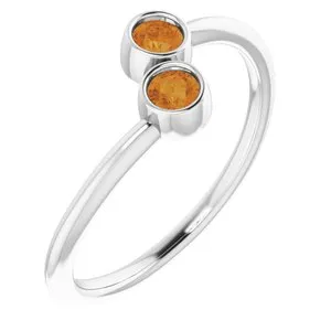 14K White Citrine Two-Stone Ring
