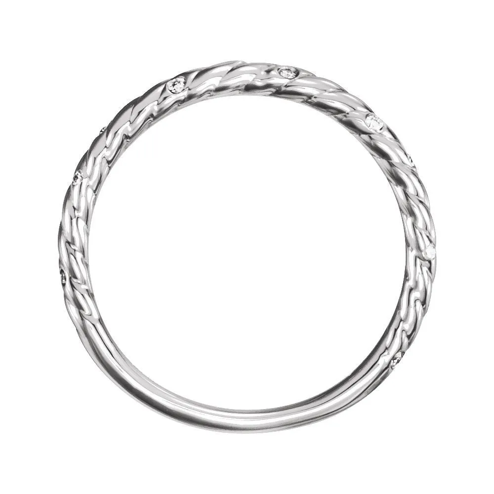 14k White Gold .04 CTW Diamond Rope Band, Size 7