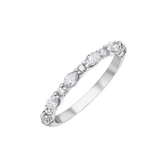 14K White Gold (0.50ct) Alternating Diamond Shape Band