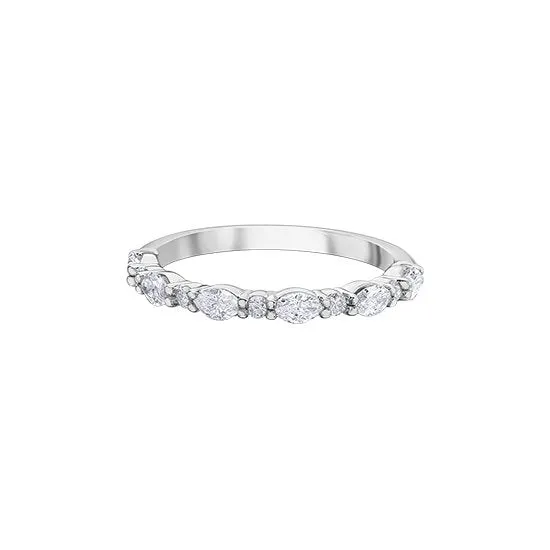 14K White Gold (0.50ct) Alternating Diamond Shape Band