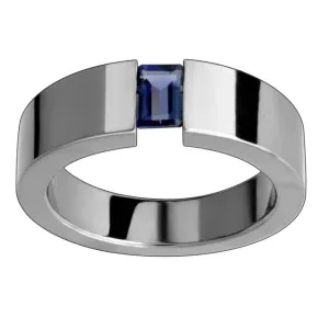 14k White Gold Emerald-Cut Sapphire Cigar Band (0.50.ct.tw)