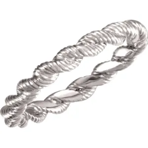 14k White Gold Twisted Rope Band Size 6
