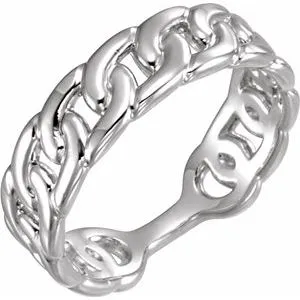 14K White Interlocking Stackable Link Ring