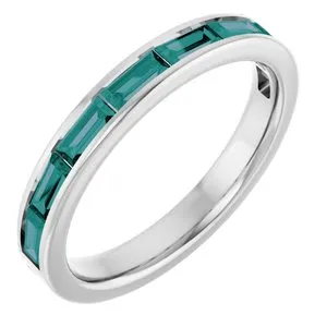 14K White Lab-Grown Alexandrite Stackable Ring
