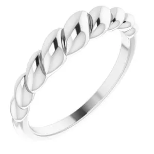 14K White Rope Dome Ring
