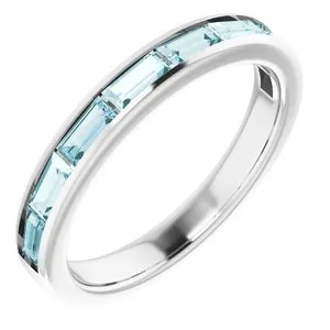 14K White Sky Blue Topaz Ring