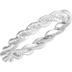 14K White Twisted Rope Band Size 5