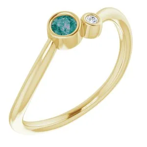 14K Yellow Alexandrite & .02 CTW Diamond Two-Stone Ring