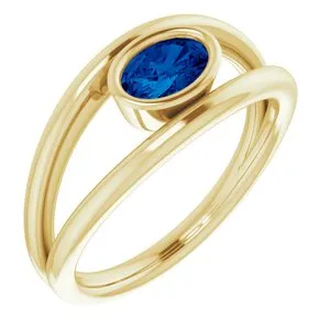 14K Yellow Blue Sapphire Ring