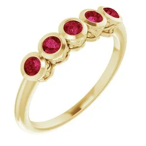 14K Yellow Chatham® Created Ruby Ring