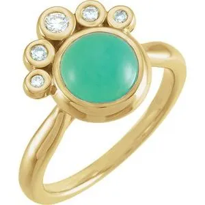 14K Yellow Chrysoprase & 1/8 CTW Diamond Ring