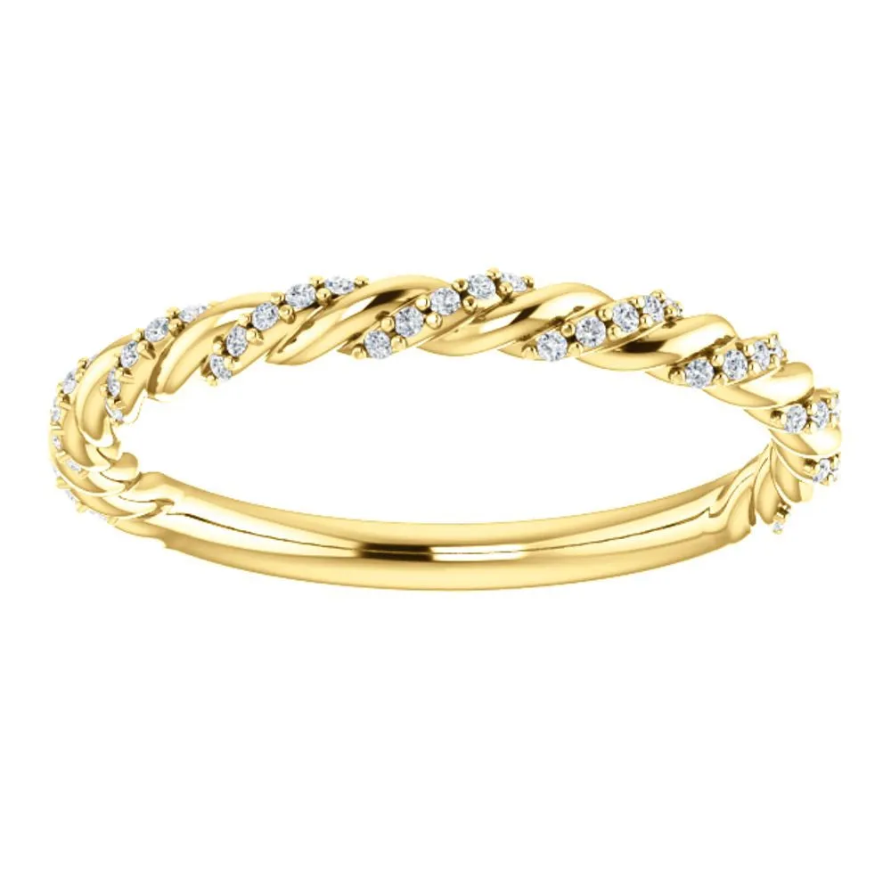 14k Yellow Gold 1/8 CTW Diamond Pavé Twisted Anniversary Band, Size 7