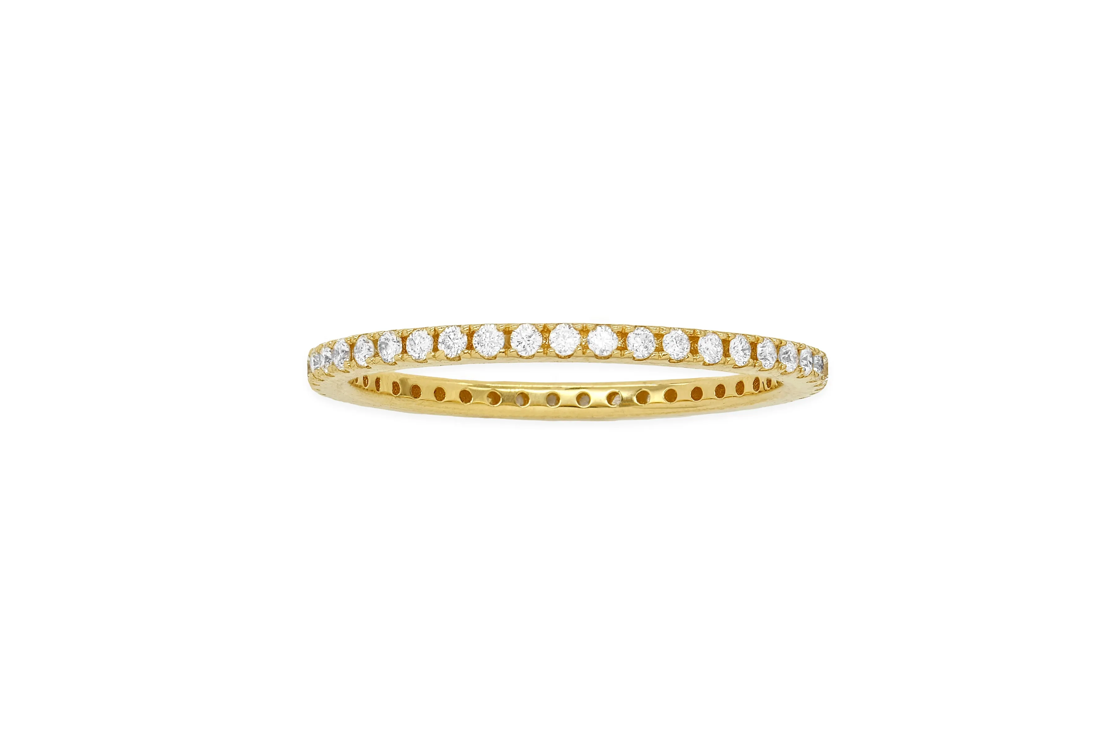 14k Yellow Gold Diamond Stackable Band Ring