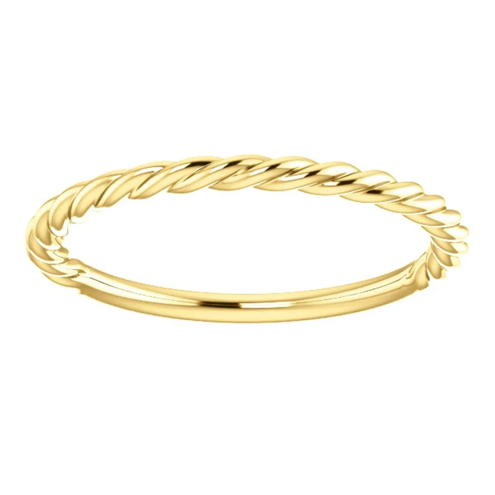 14k Yellow Gold Rope Design Band, Size 7