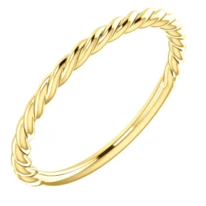 14k Yellow Gold Rope Design Band, Size 7