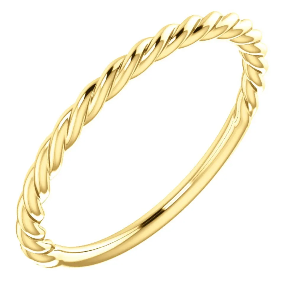 14k Yellow Gold Rope Design Band, Size 7