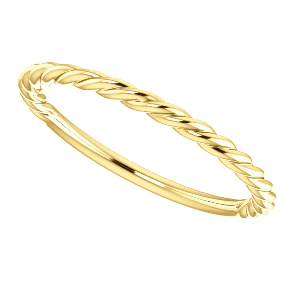 14k Yellow Gold Rope Design Band, Size 7