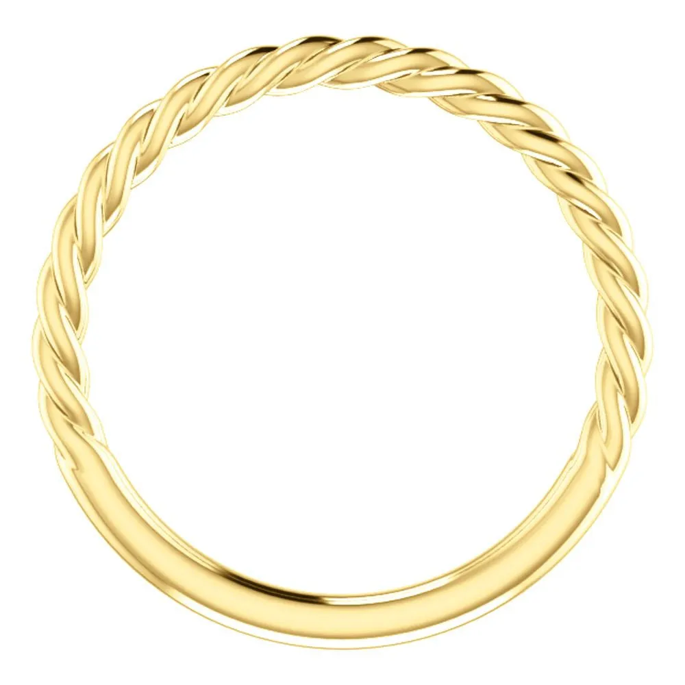 14k Yellow Gold Rope Design Band, Size 7