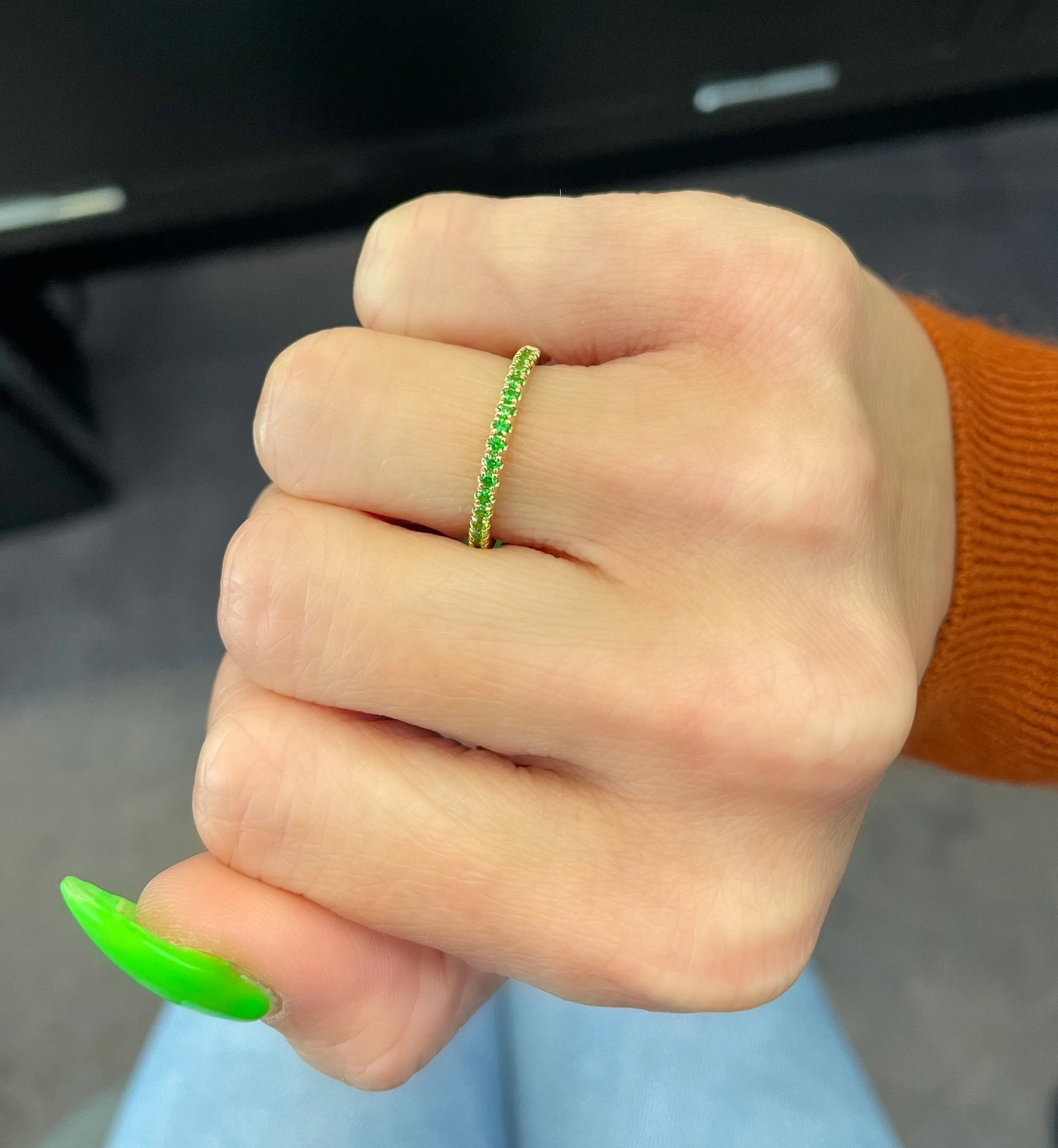 14K Yellow Gold Tsavorite Garnet Stackable Ring (.60ctw)