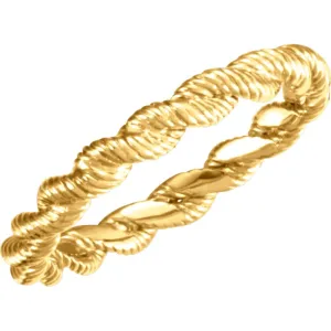 14k Yellow Gold Twisted Rope Band Size 5